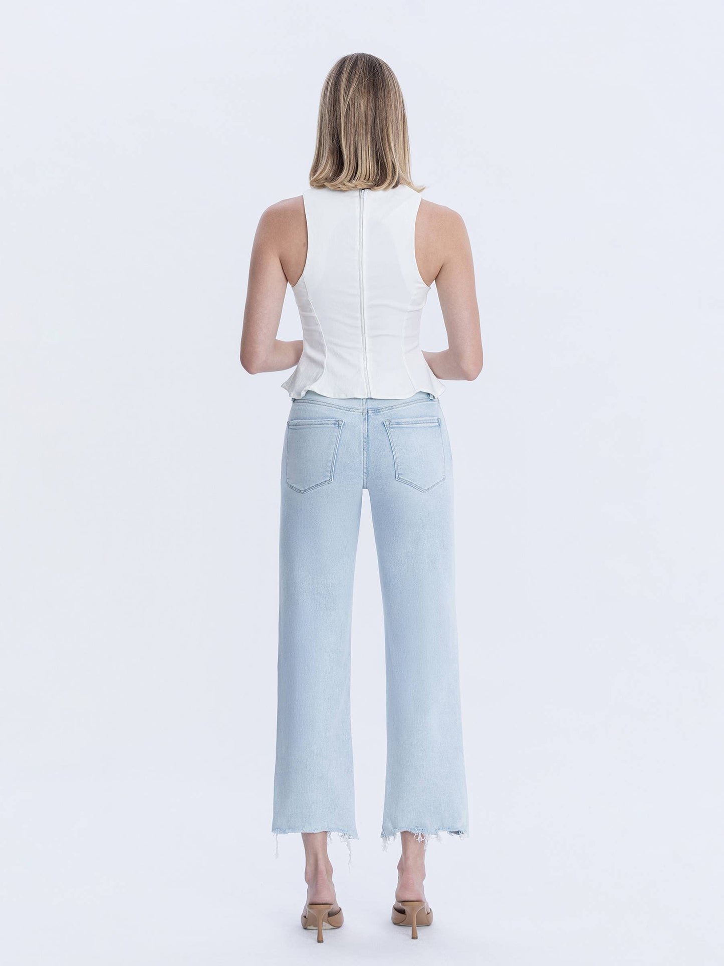 Vervet by Flying Monkey Meritorious High Rise Light Wash Slim Wide Capri Jeans