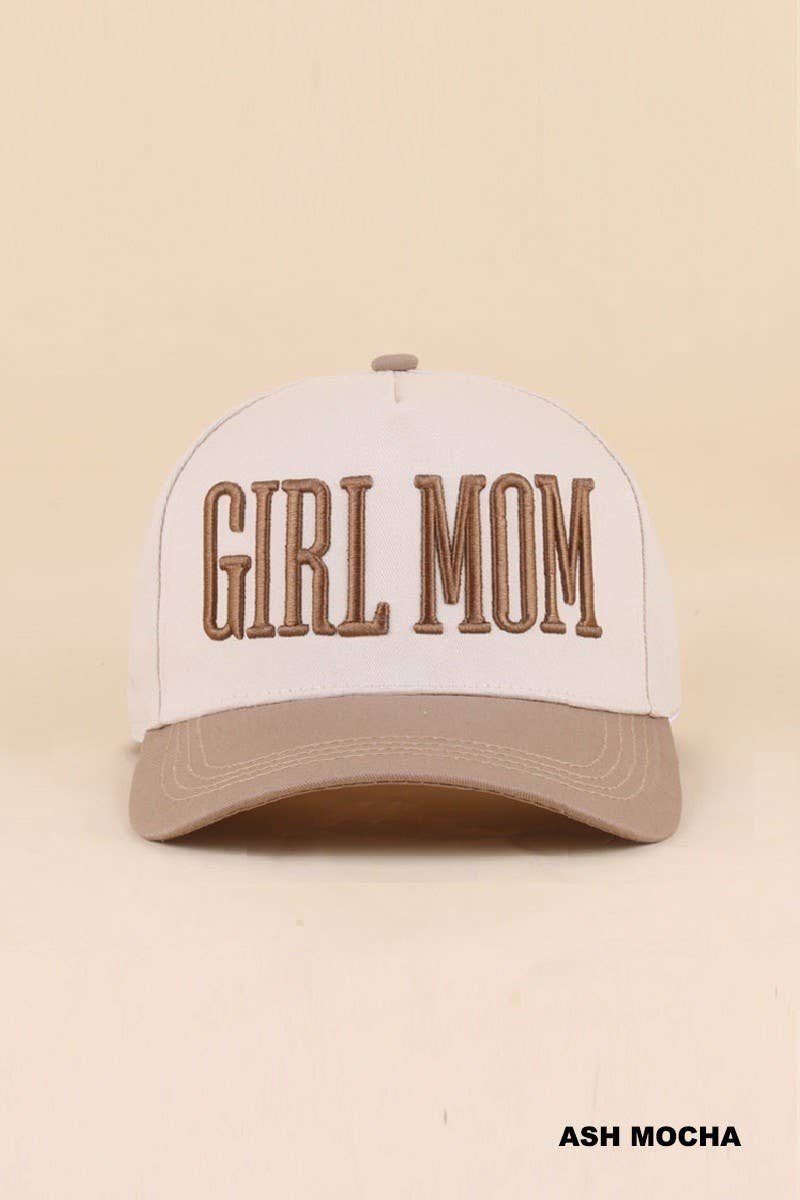 Girl Mom Two Tone Snapback Hat: ASH MOCHA