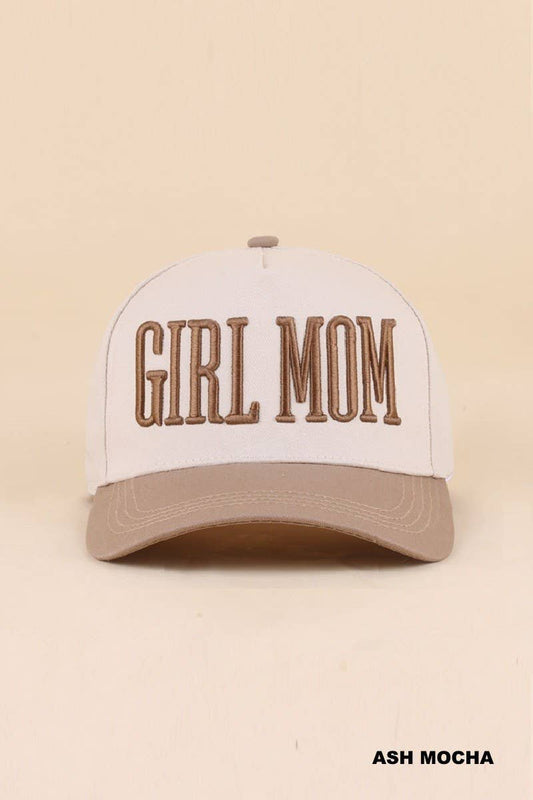 Girl Mom Two Tone Snapback Hat: ASH MOCHA