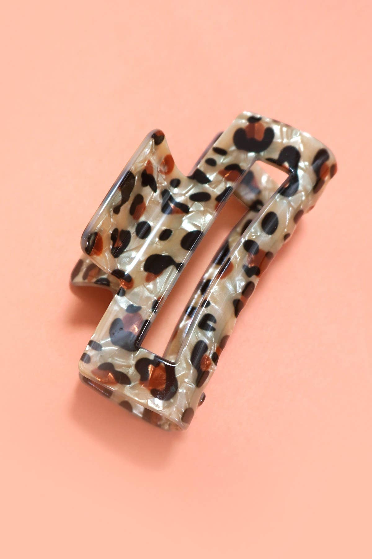 Rectangle Leopard Animal Hair Design Claw Clip