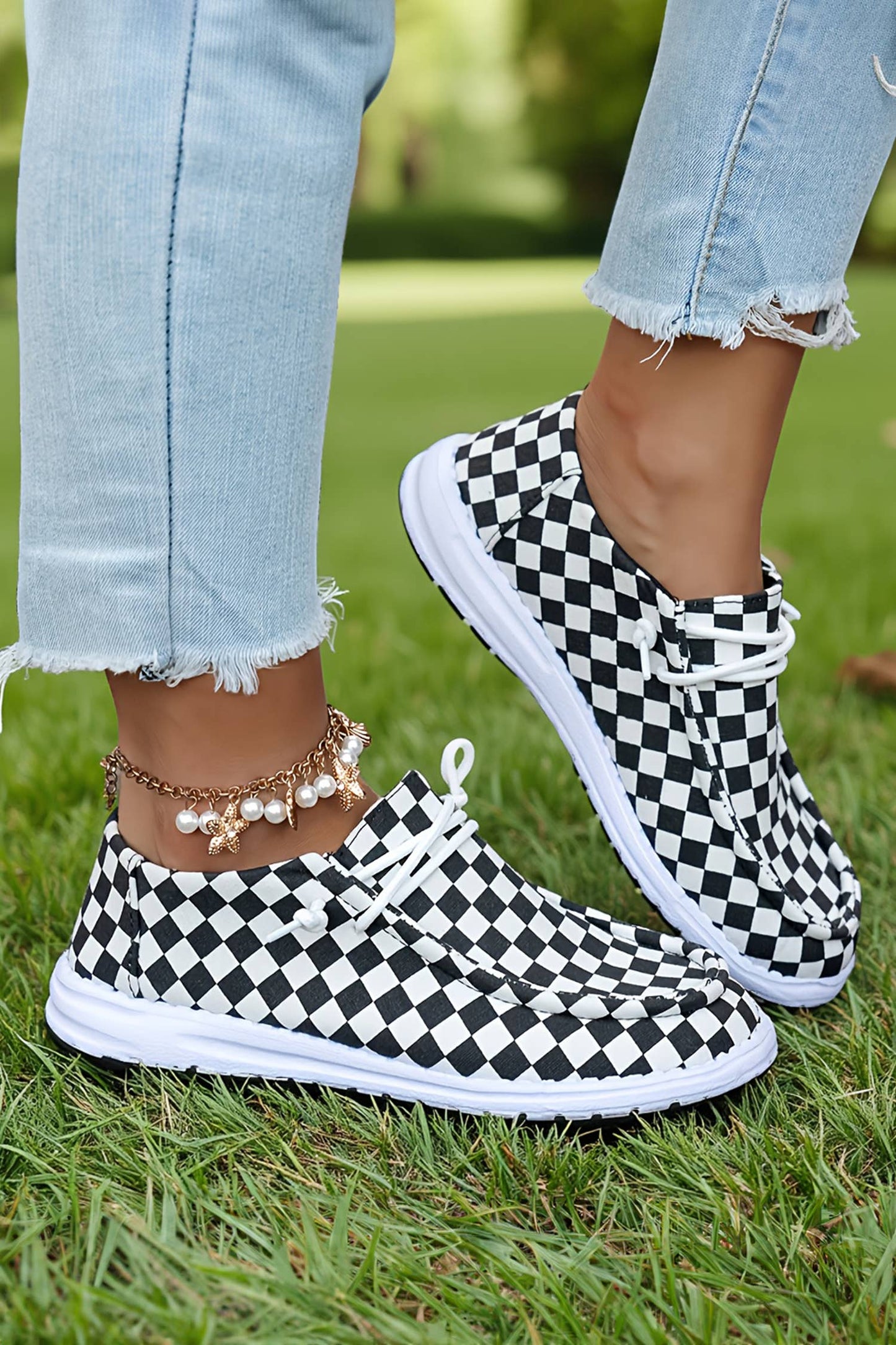 LDC Leopard Print Lace-up Detail Flat Shoes: Black