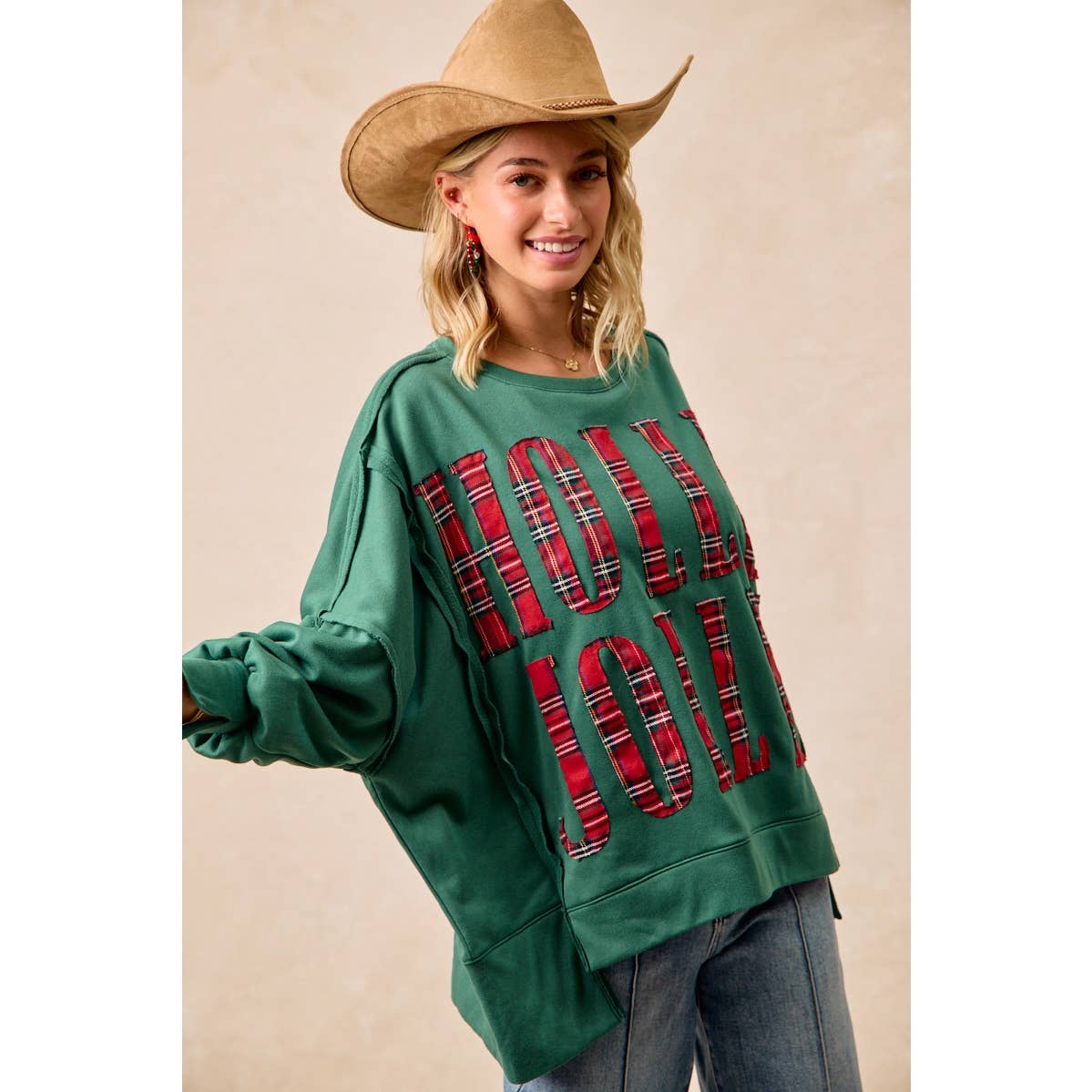 Christmas Plaid Holly Jolly  Sweatshirt