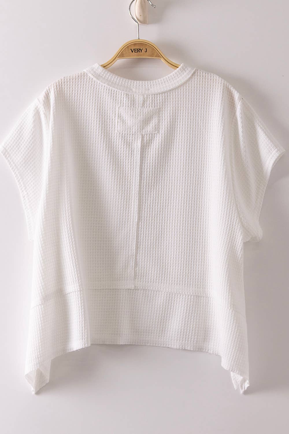 Flared Hem Waffle Knit Casual Top
