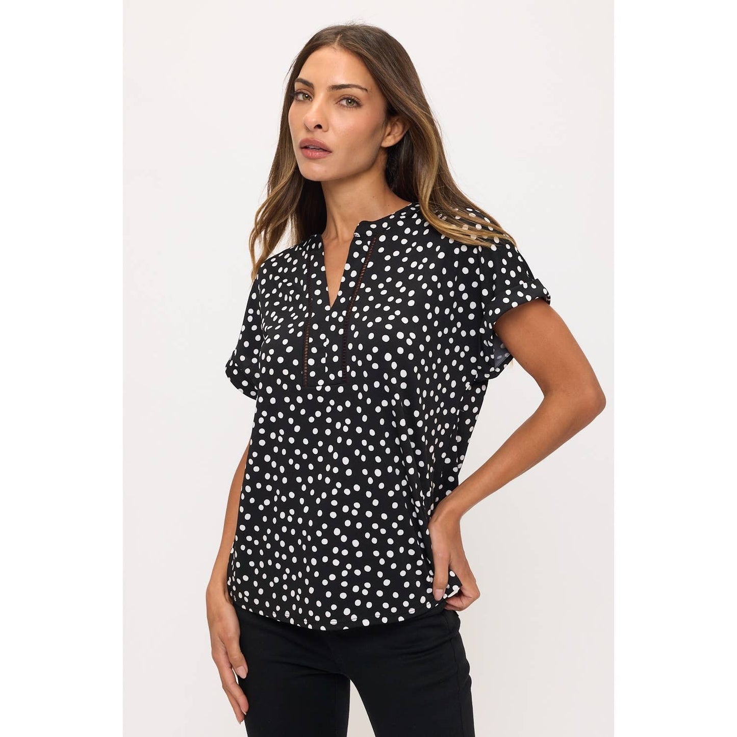 Dotted Stretchy Knit Top