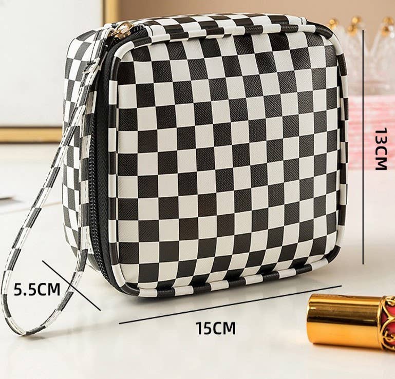 Travel Checkered gingham cosmetic pouch