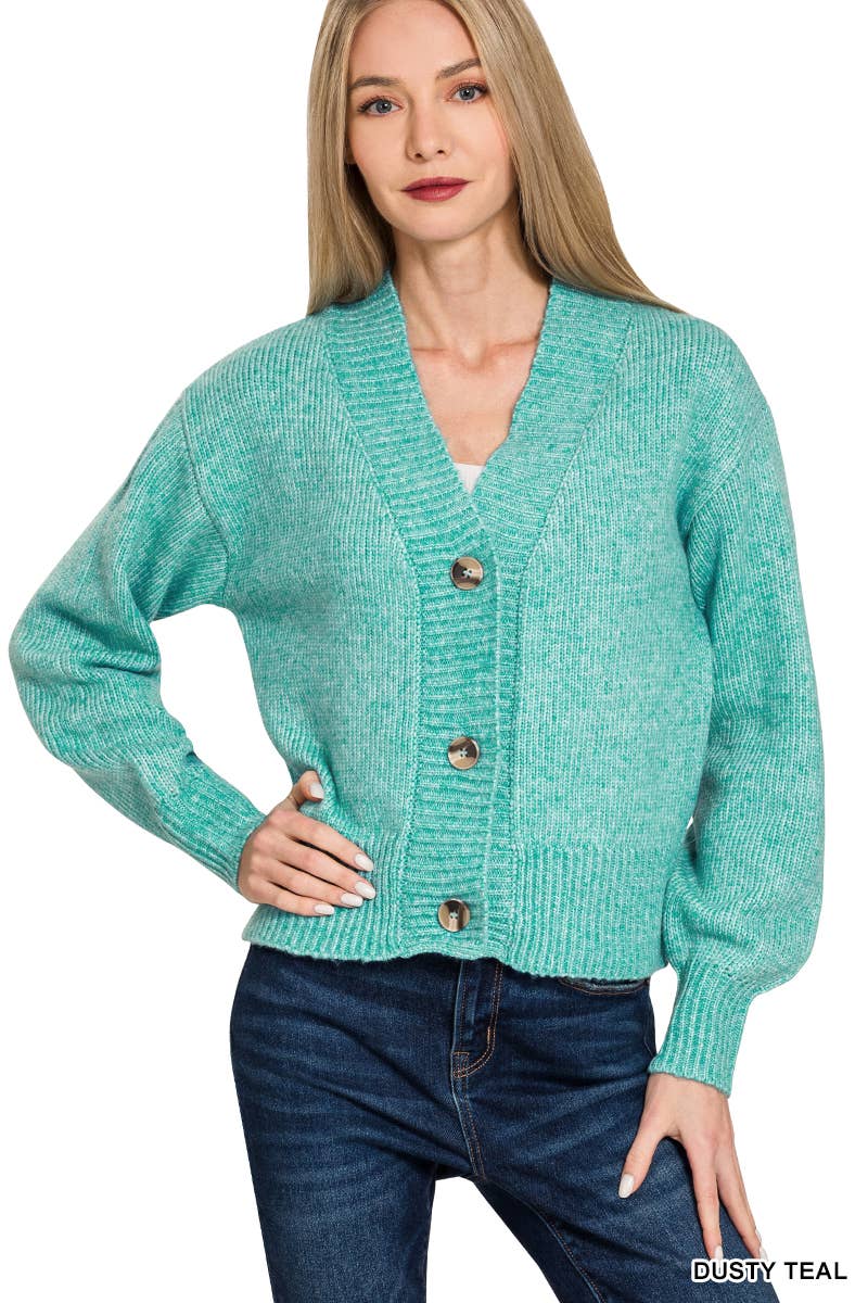 3 Button Front Sweater Cardigan Zenana: ROSE PINK