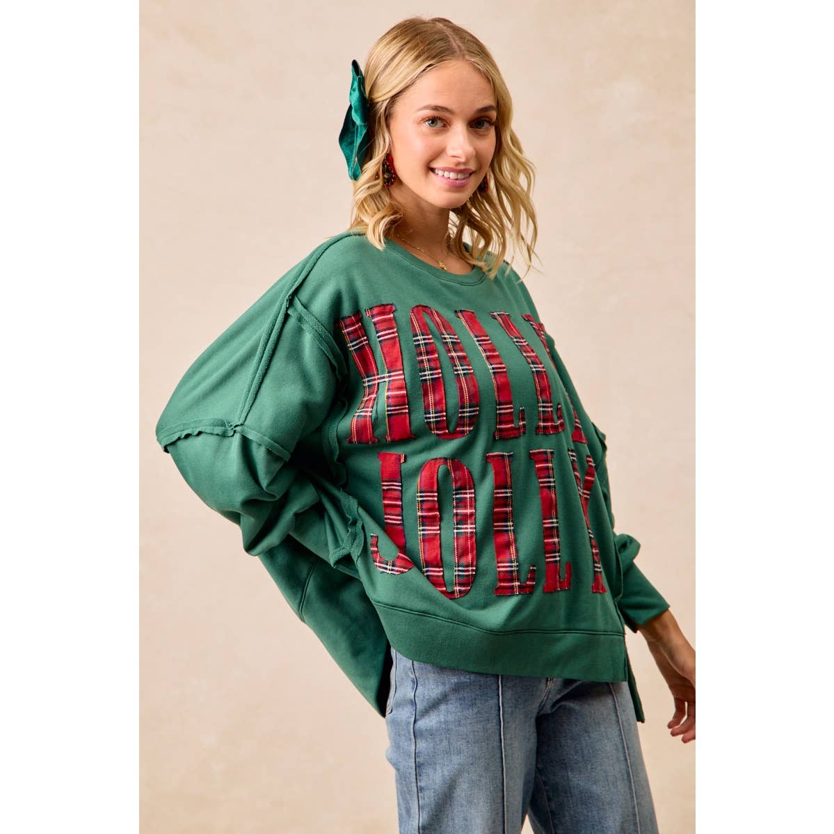 Christmas Plaid Holly Jolly  Sweatshirt