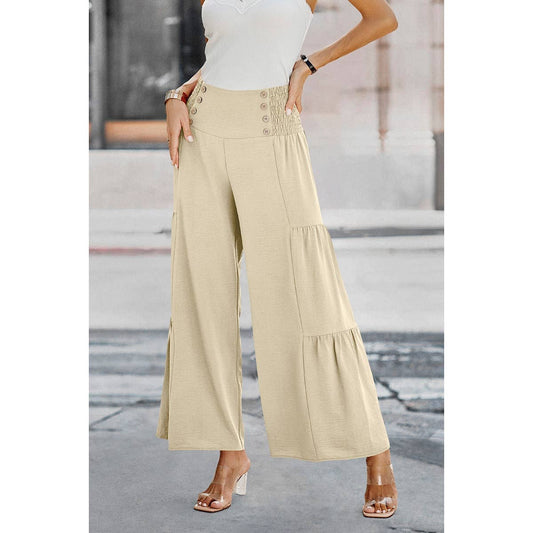 Elastic High Waist Wide Leg Long Palazzo Pants