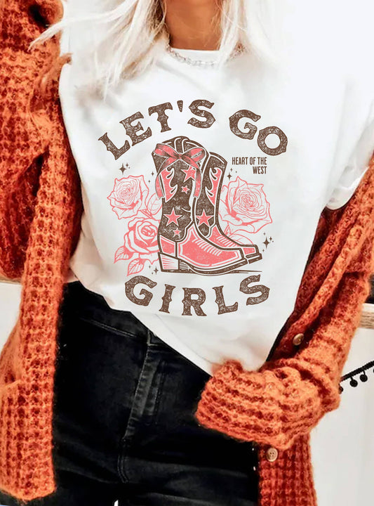 LET'S GO GIRLS WESTERN BOOTS GRAPHIC TSHIRTS