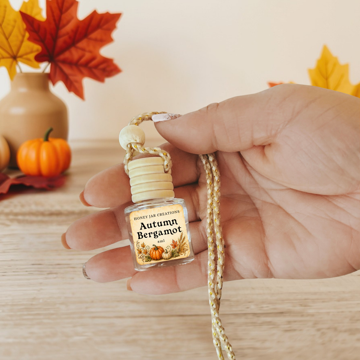 Autumn Bergamot Fall | Fall-Inspired | Hanging Car Diffuser: Square Bottle-Made in USA