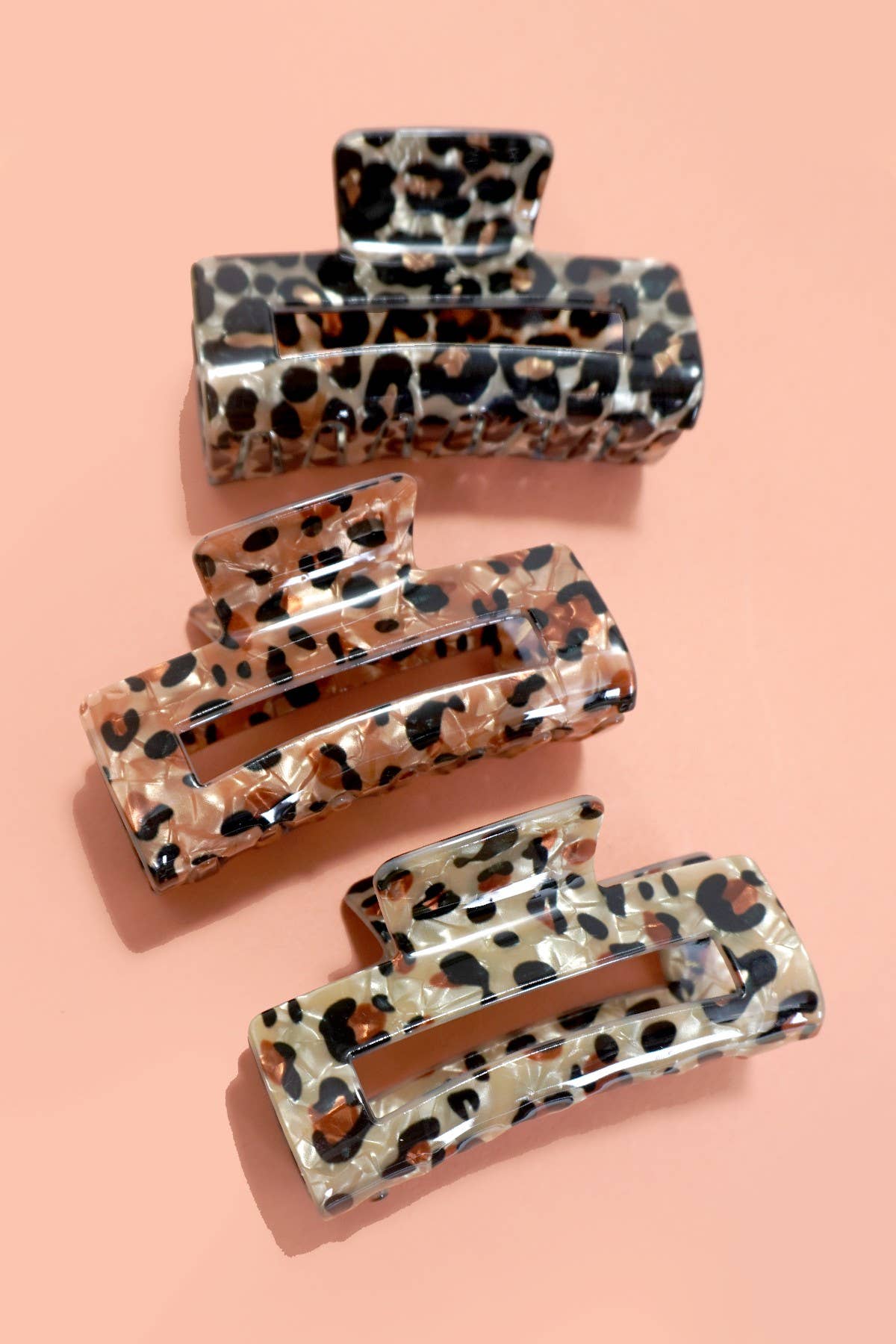 Rectangle Leopard Animal Hair Design Claw Clip