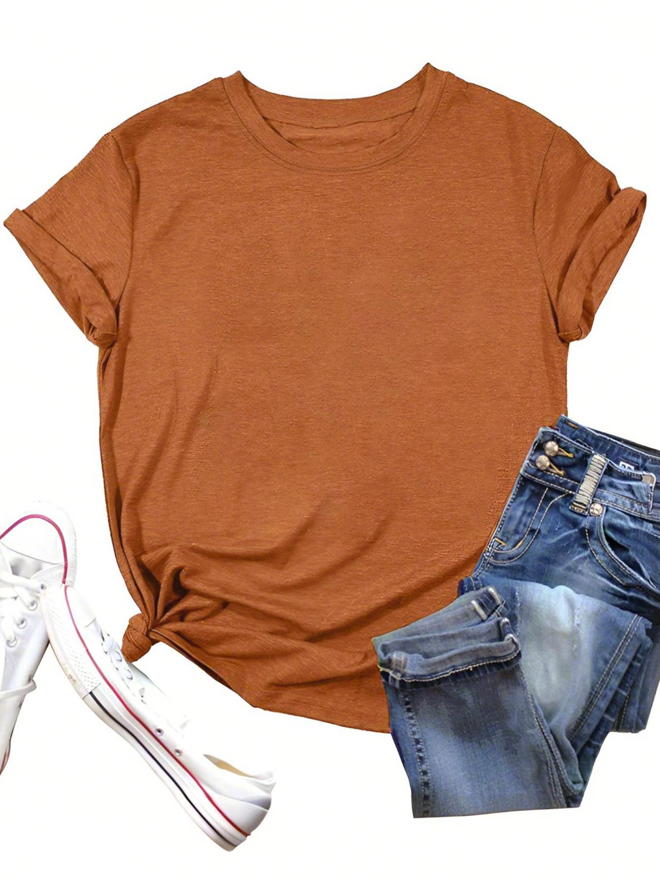 Loose Solid Color Short Sleever T-shirt