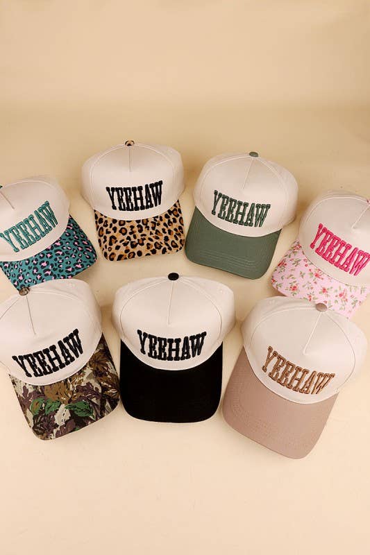 Yeehaw Two-tone Canvas Cotton Cap: LEOPARD