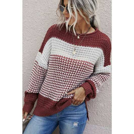 Knit Strip Long Sleeved Sweater