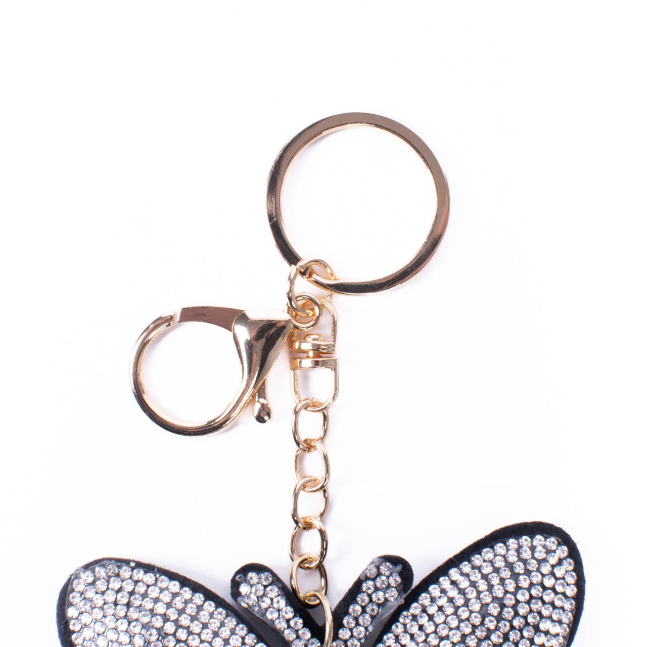 Bling Crystal Rhinestone Black Butterfly Keychain