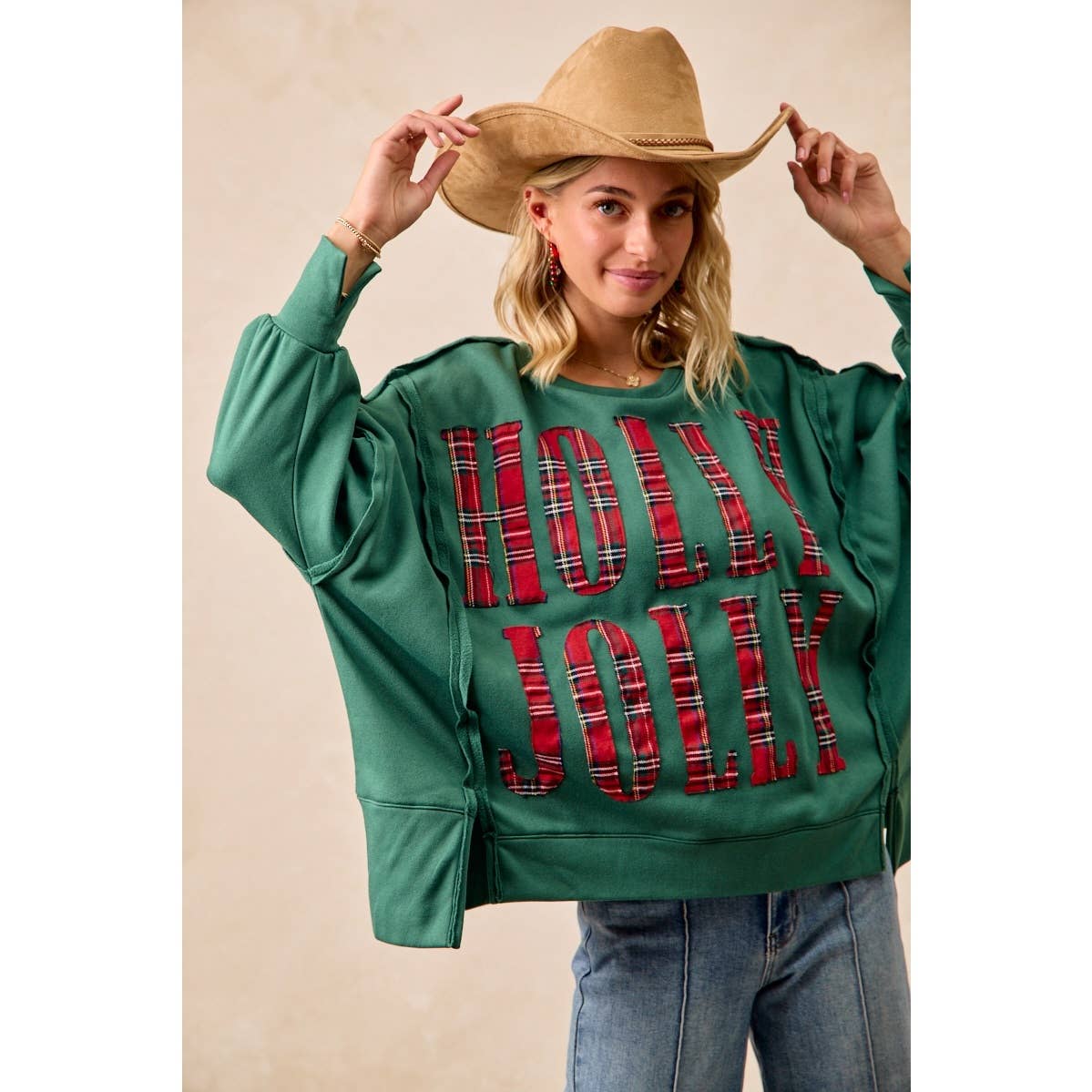 Christmas Plaid Holly Jolly  Sweatshirt