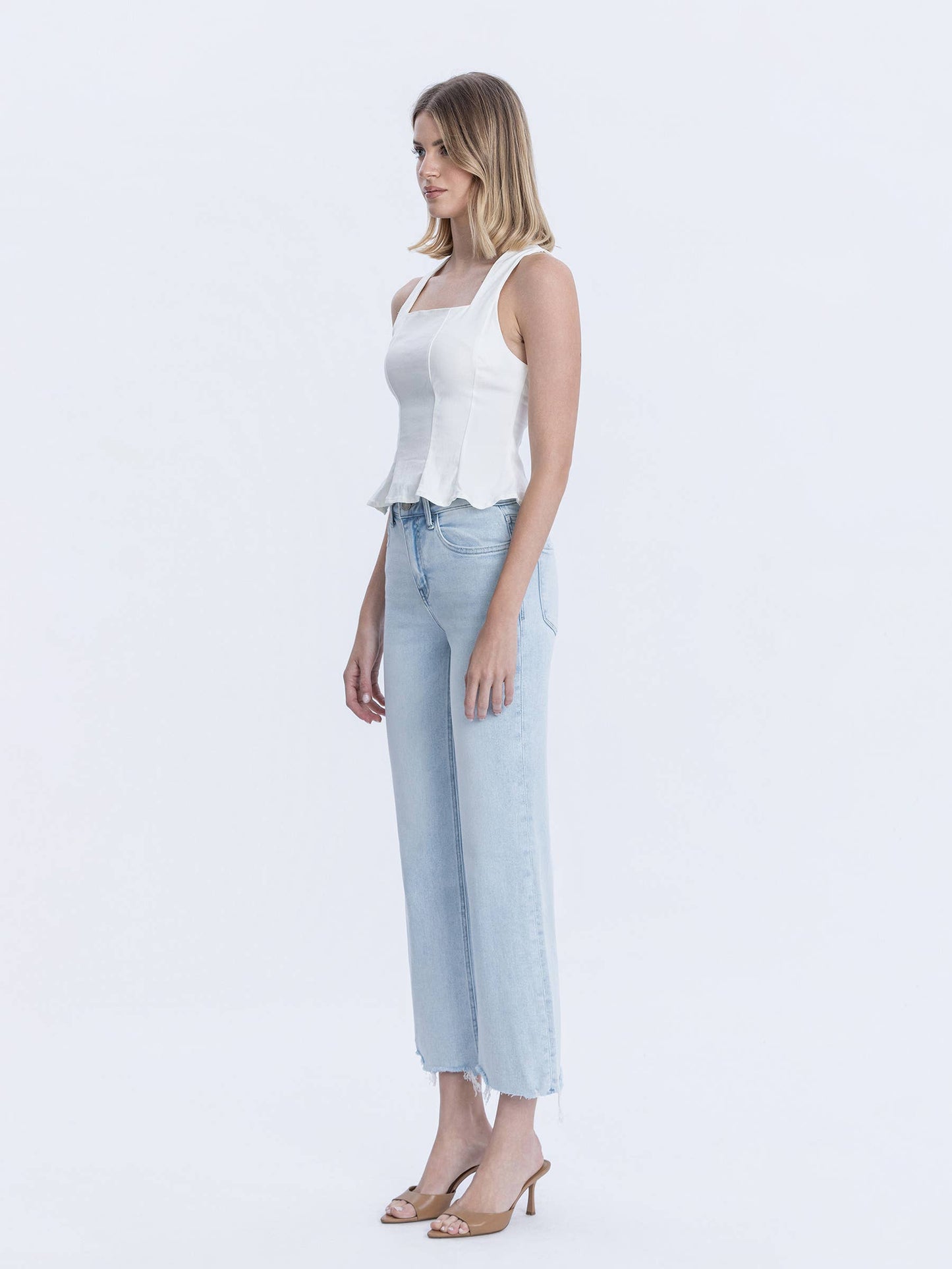 Vervet by Flying Monkey Meritorious High Rise Light Wash Slim Wide Capri Jeans