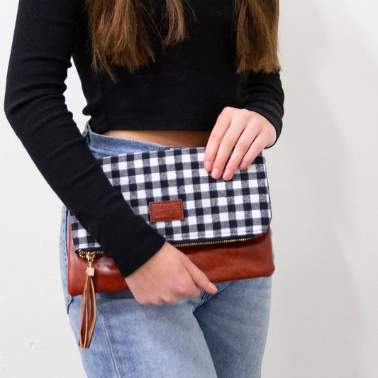 Foldover Buffalo/Brn Clutch