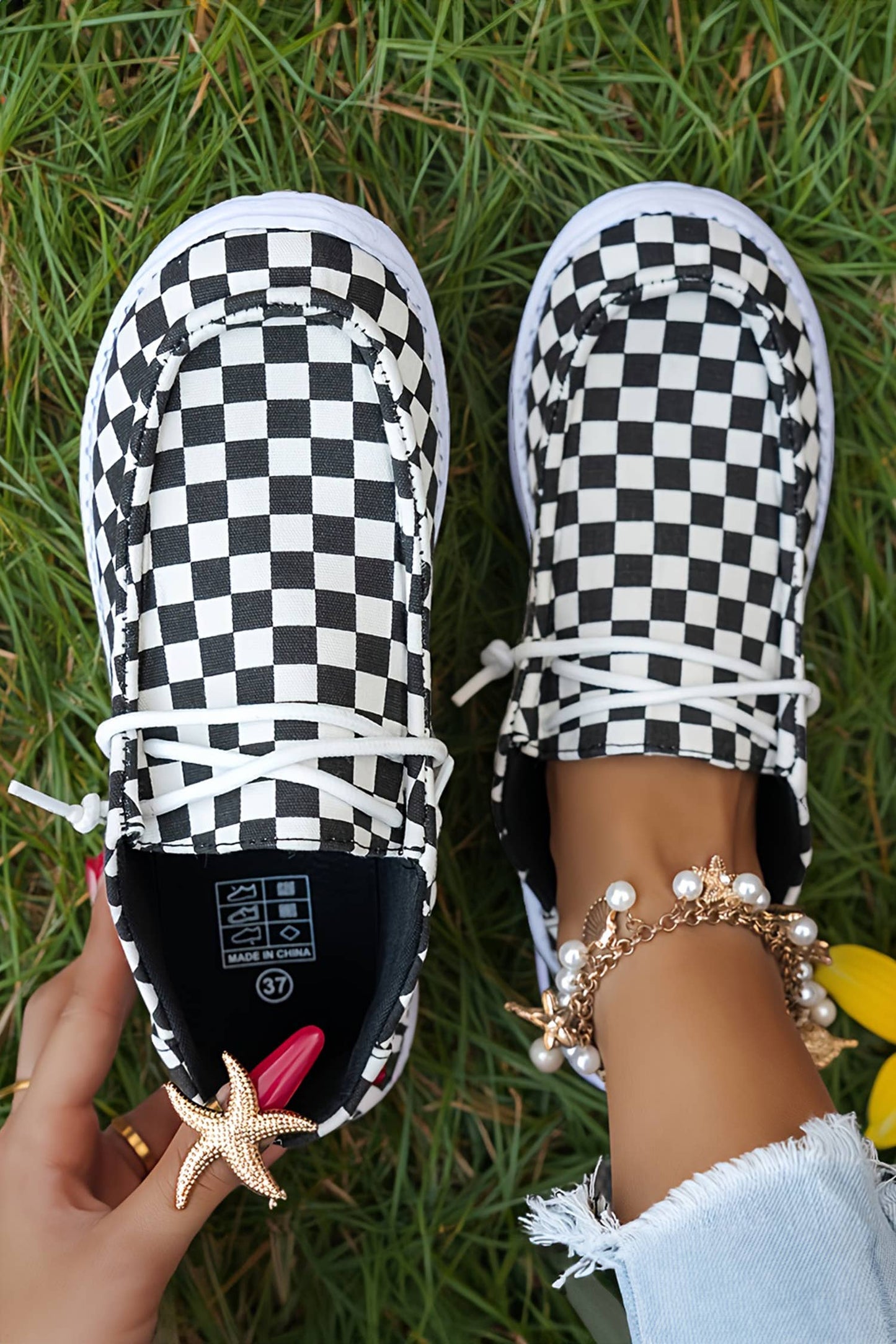 LDC Leopard Print Lace-up Detail Flat Shoes: Black