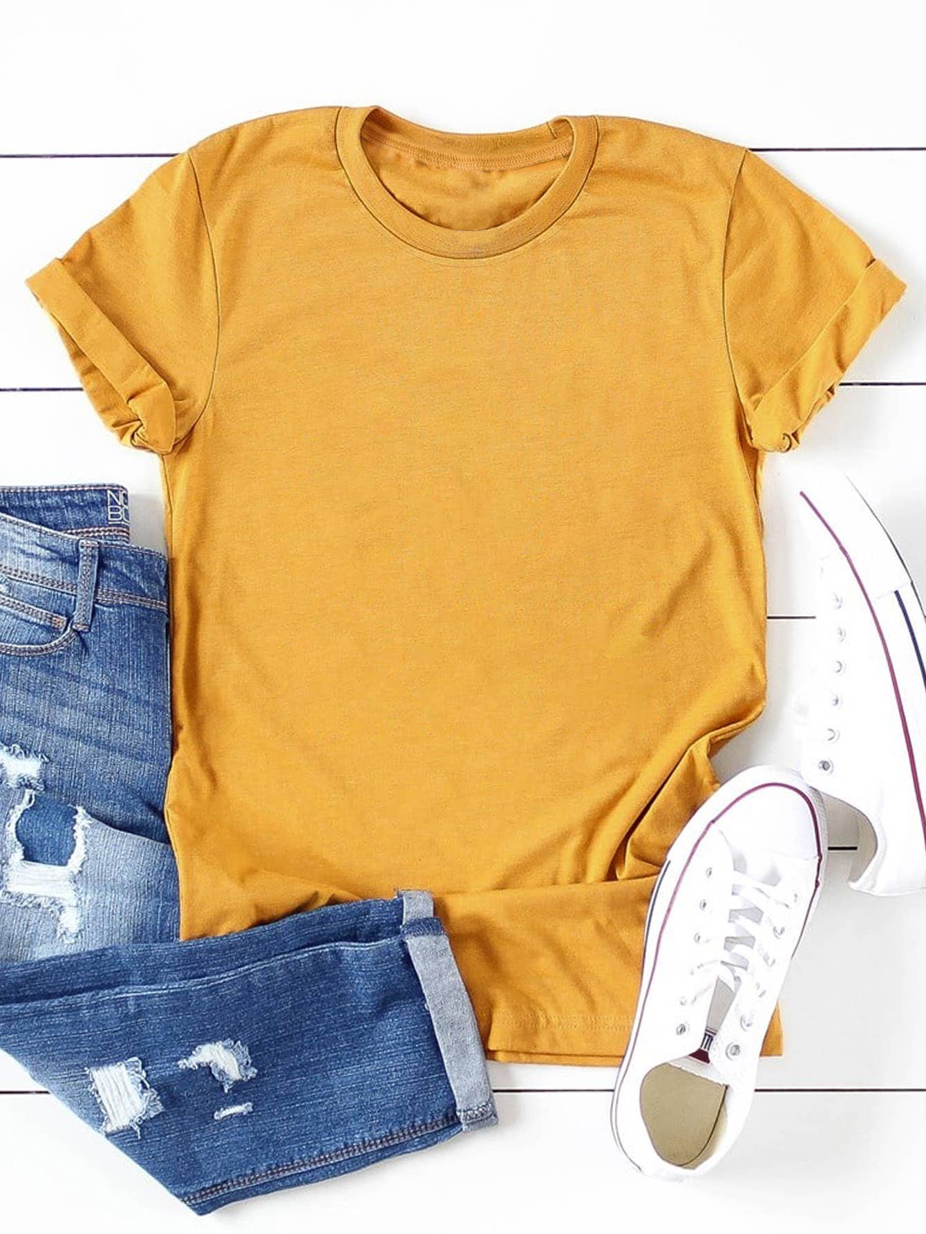 Loose Solid Color Short Sleever T-shirt