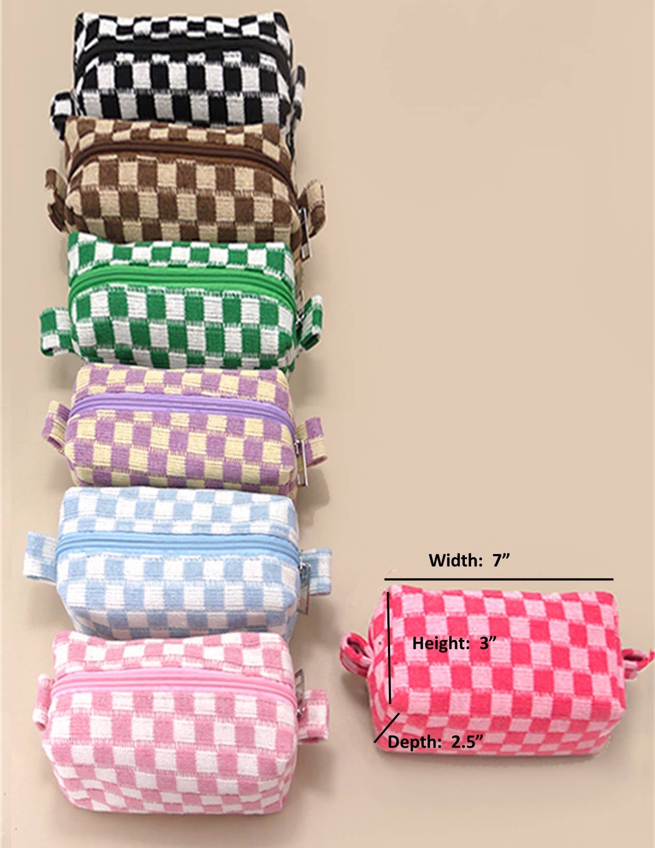 Checkered Gingham Makeup Bag