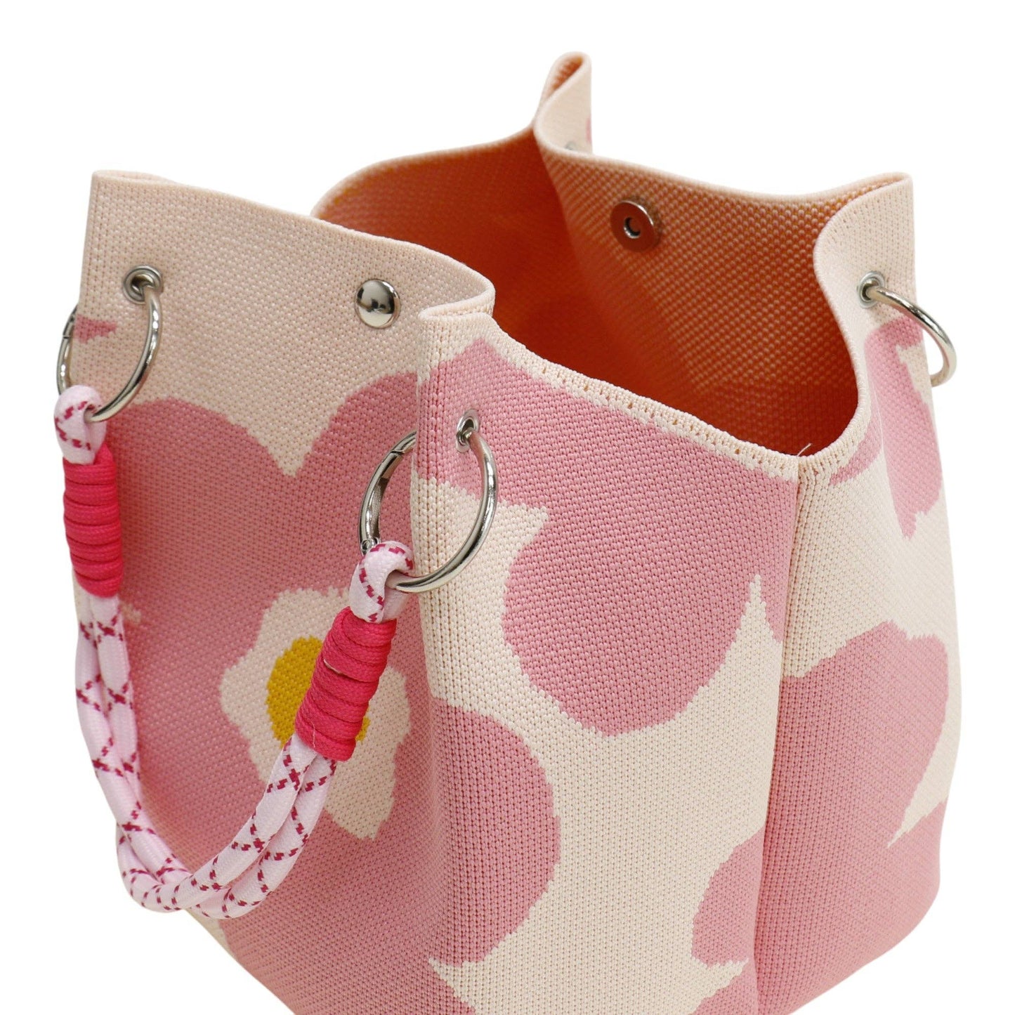 Flower Pattern Women's Knitted Bucket Bag