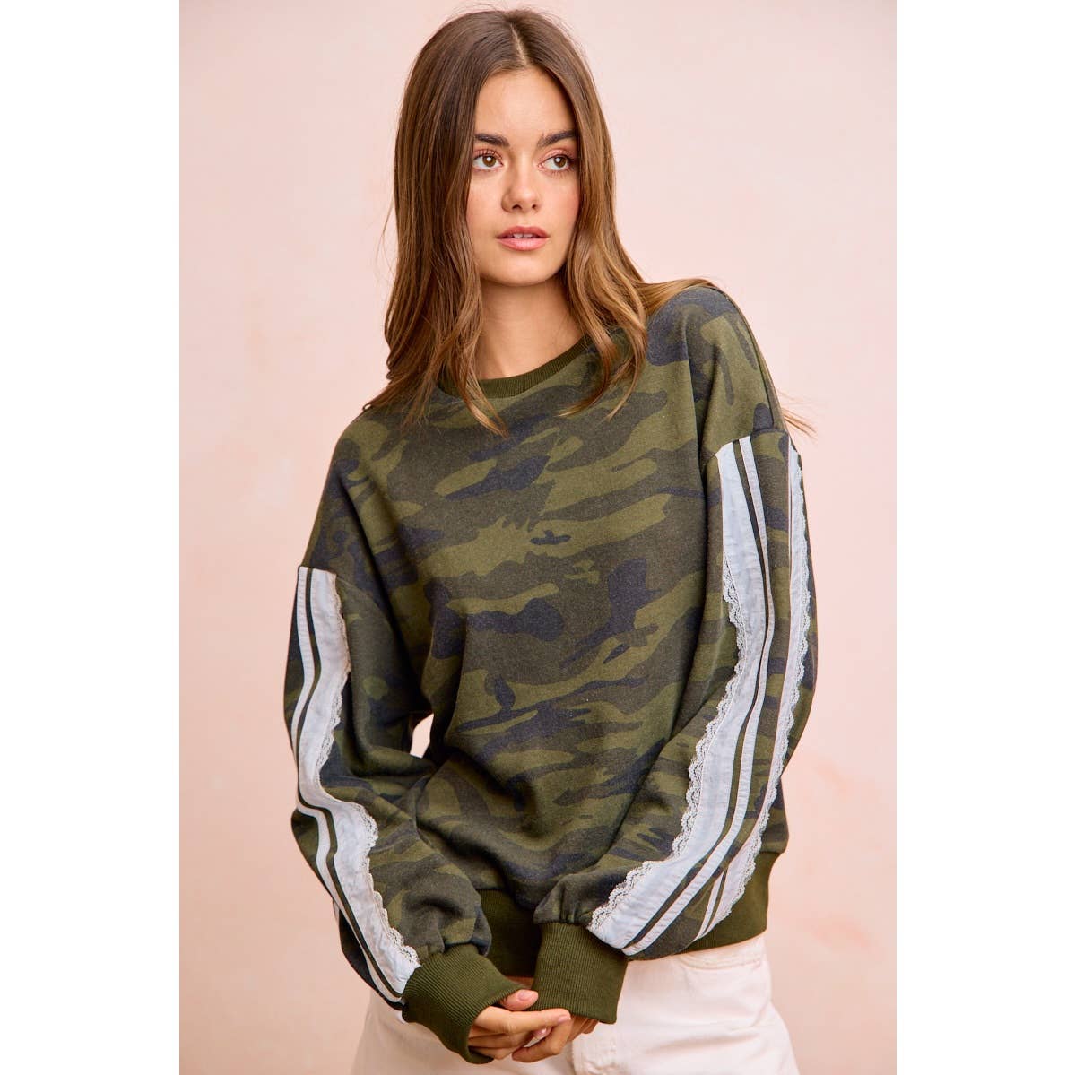 Camoflauge French Terry Lace Sweatshirt