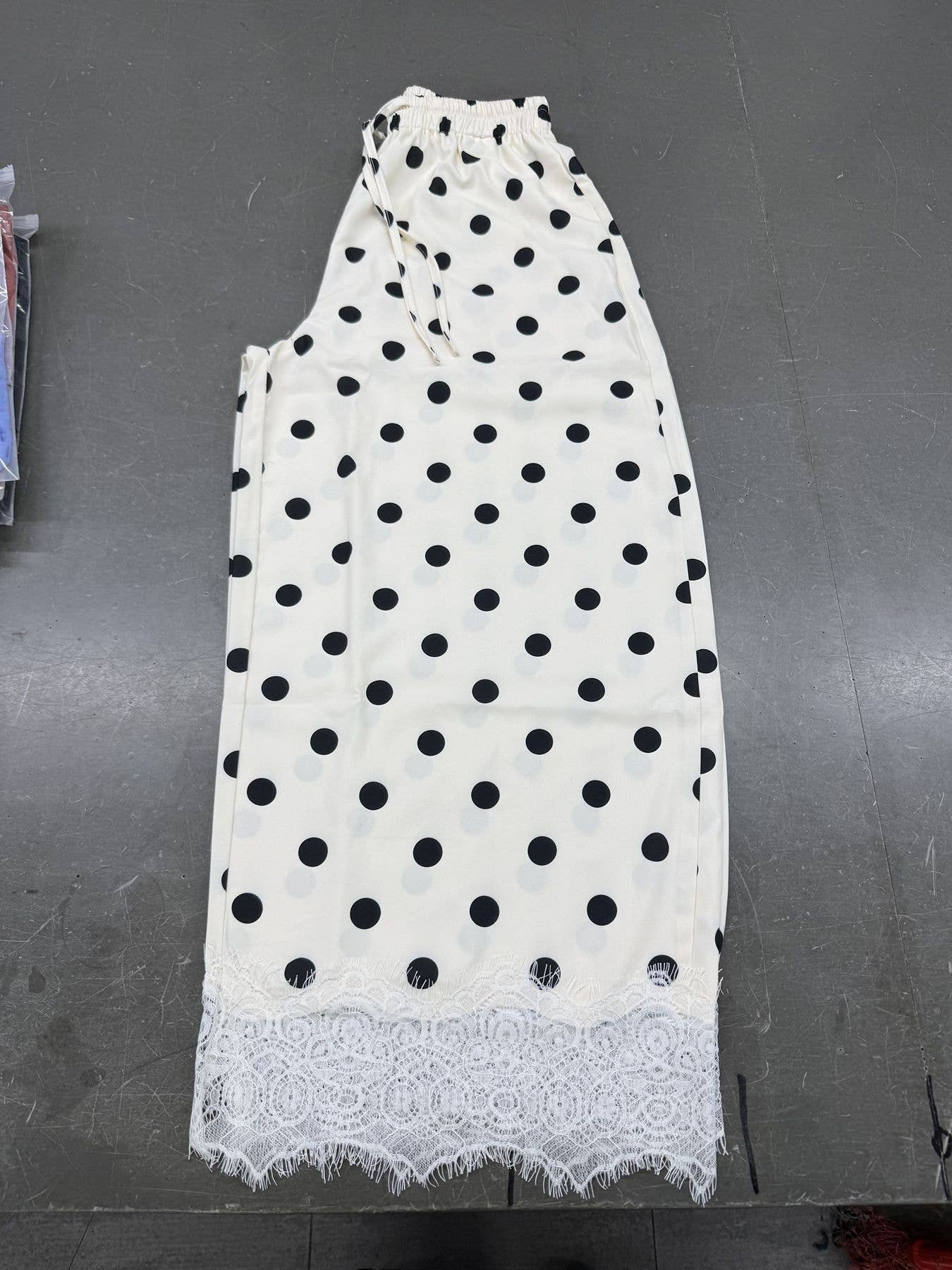 Polka Dot Elastic Waist Cropped Wide Leg Pants