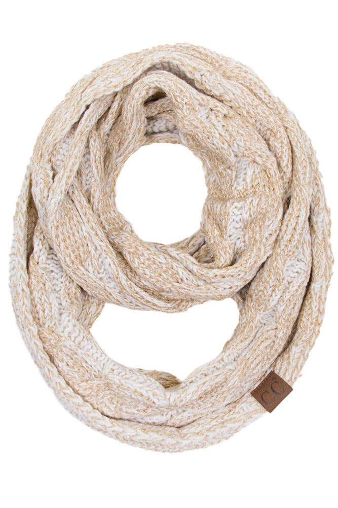 C.C Knitted Metallic Scarf: Teal/Teal