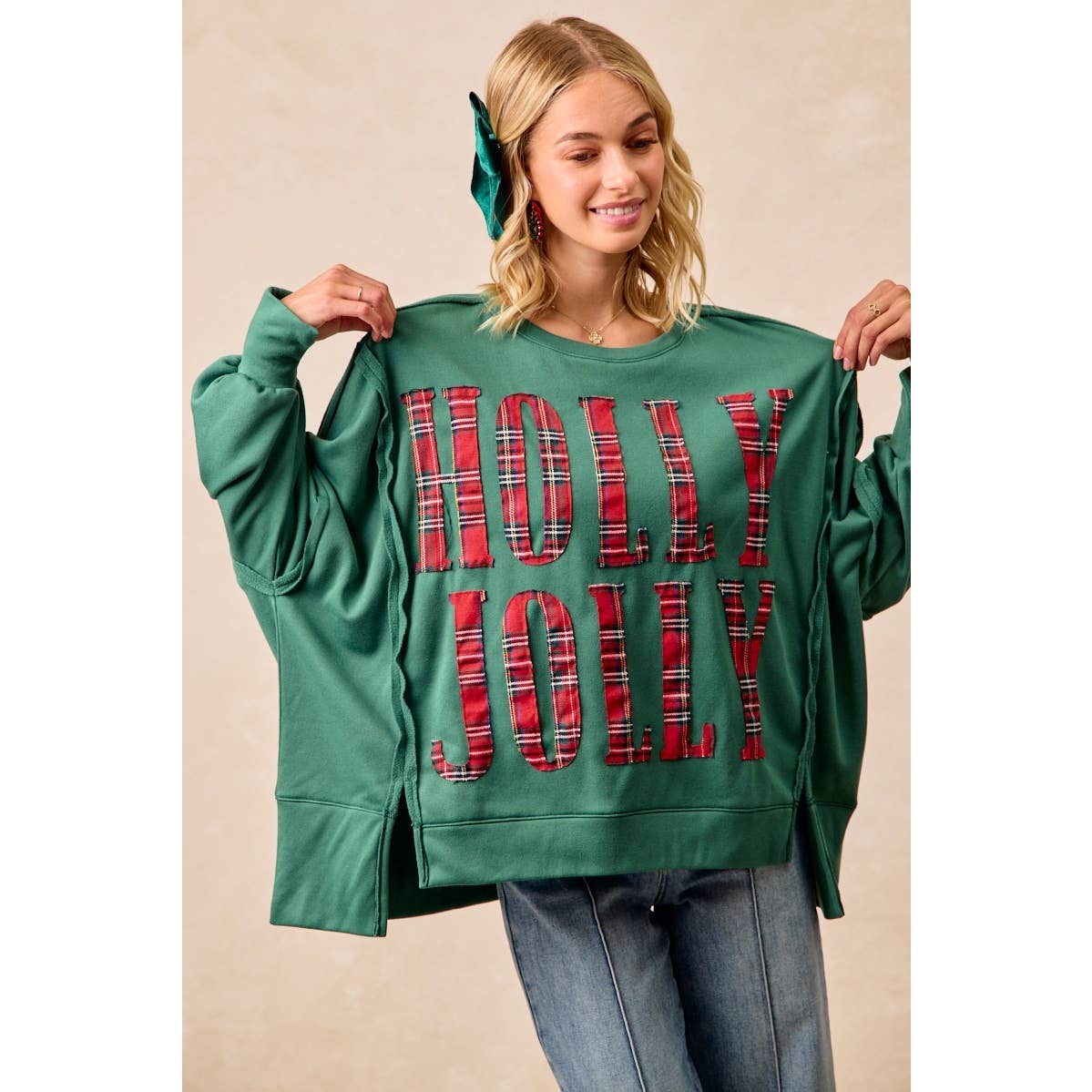 Christmas Plaid Holly Jolly  Sweatshirt