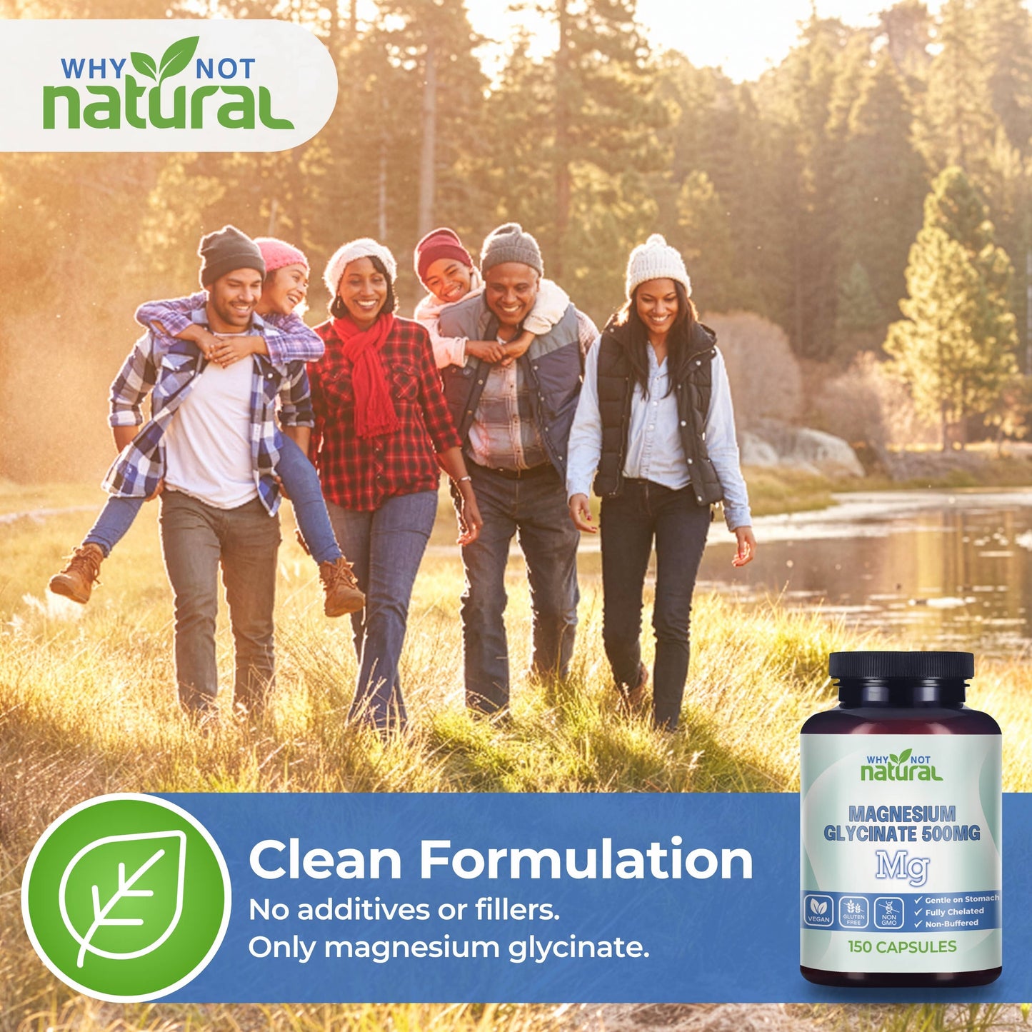 Magnesium Glycinate 500 mg Capsules Supplement - Vegan, 100%