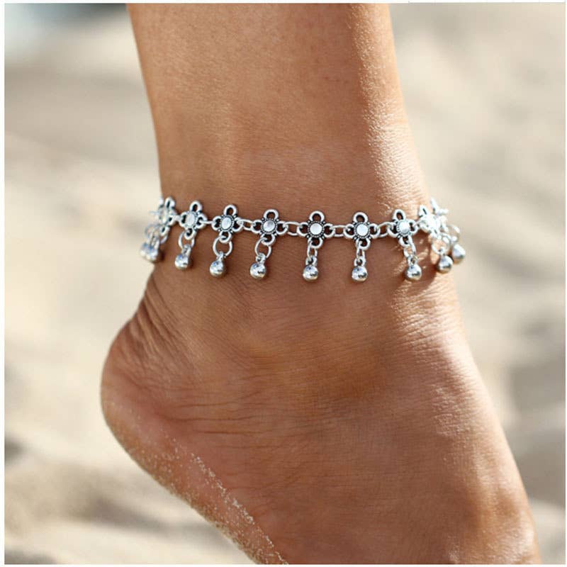 Bohemian Beach Floral Tassel Anklets
