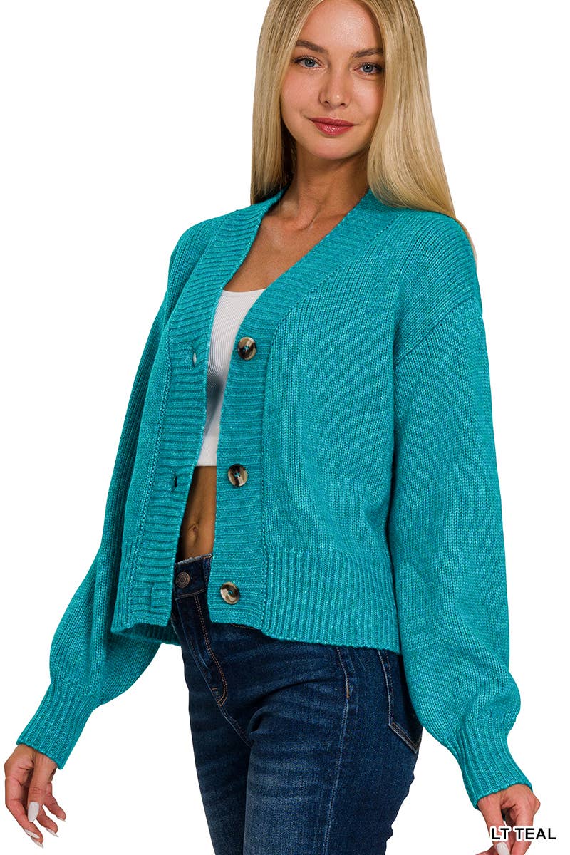 3 Button Front Sweater Cardigan Zenana: ROSE PINK