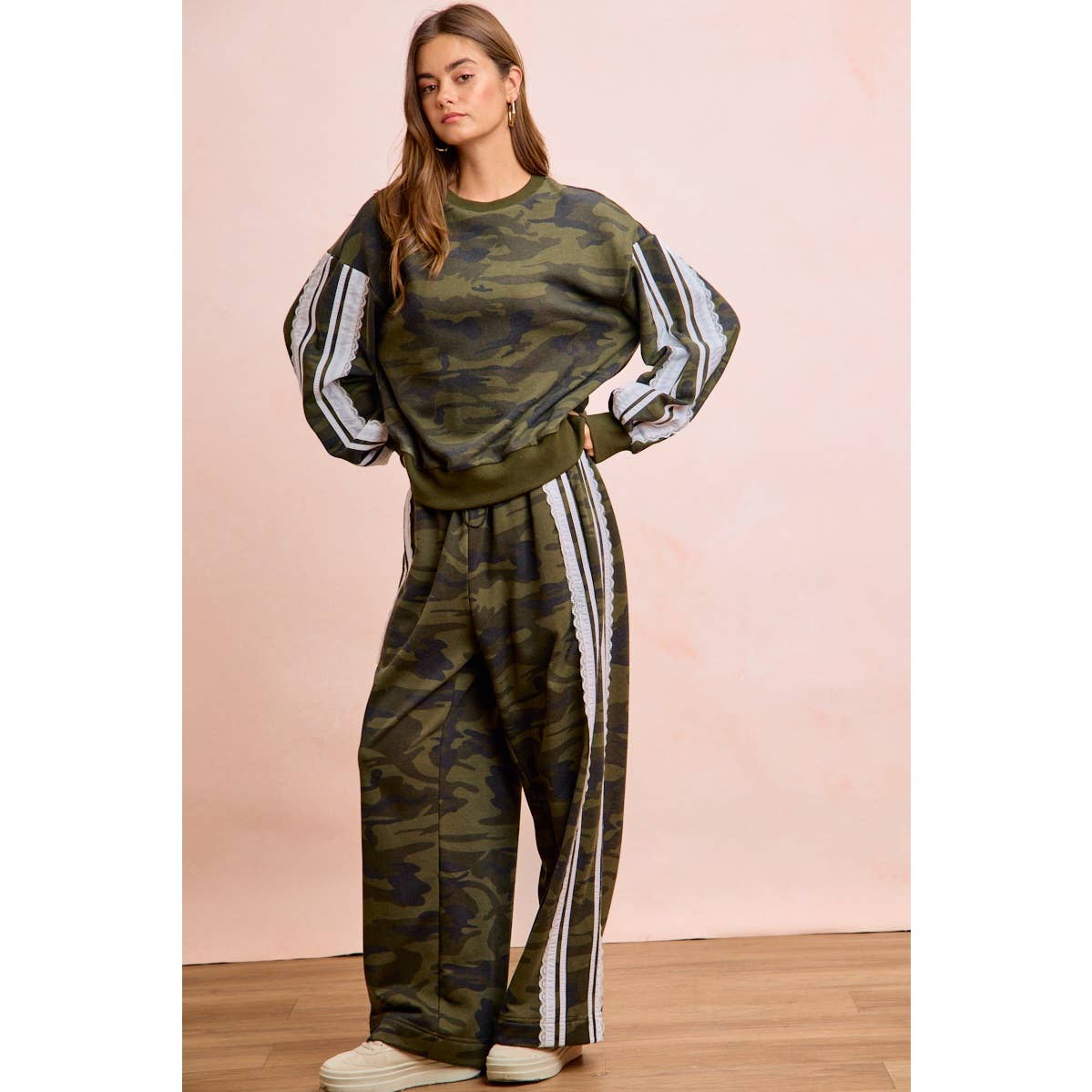 Camoflauge French Terry Lace Sweatshirt