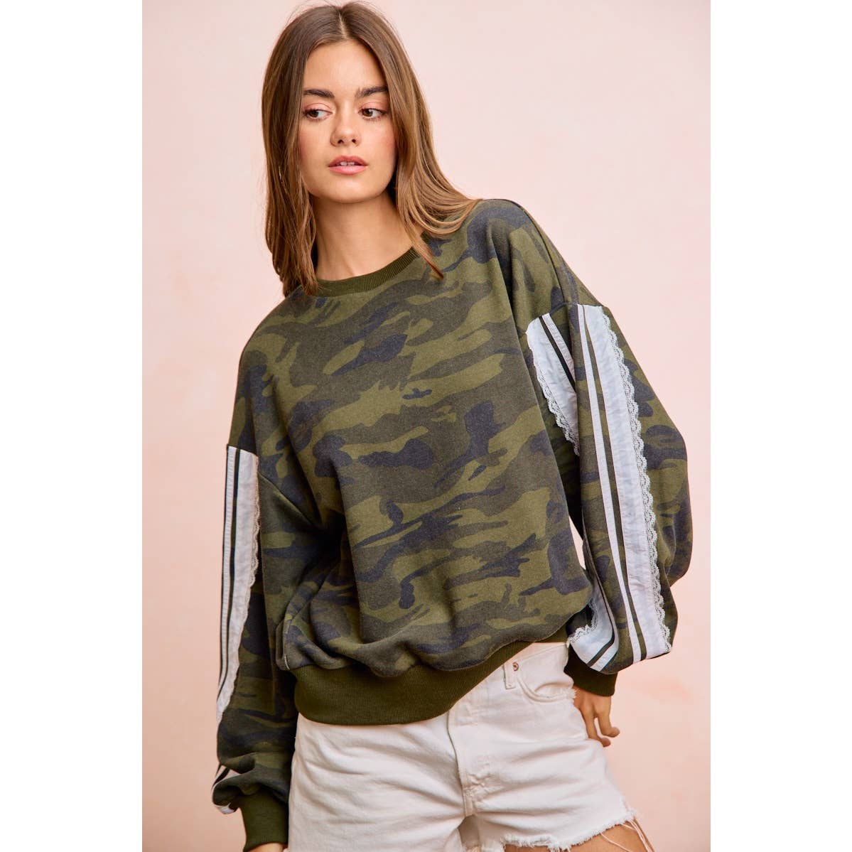 Camoflauge French Terry Lace Sweatshirt