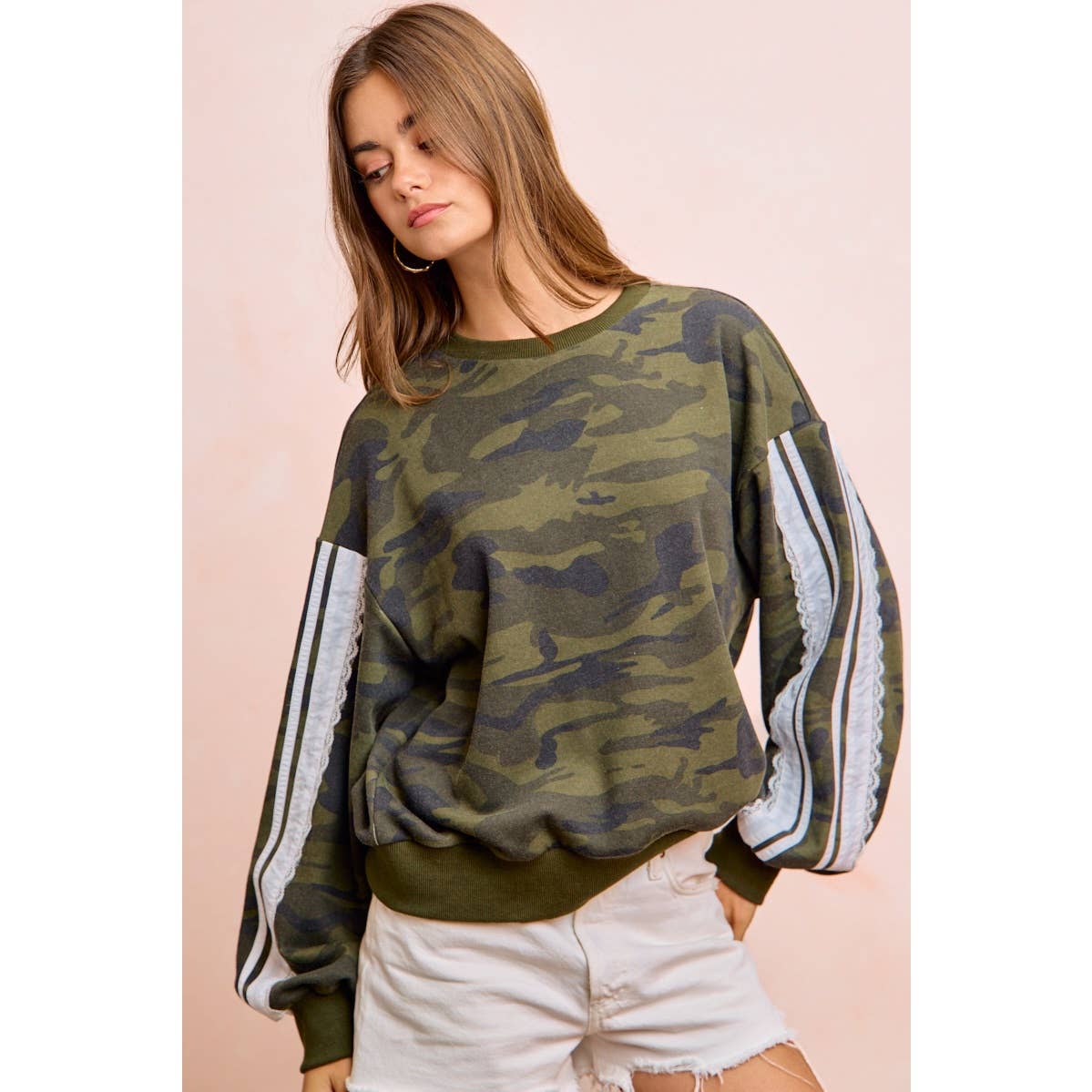 Camoflauge French Terry Lace Sweatshirt