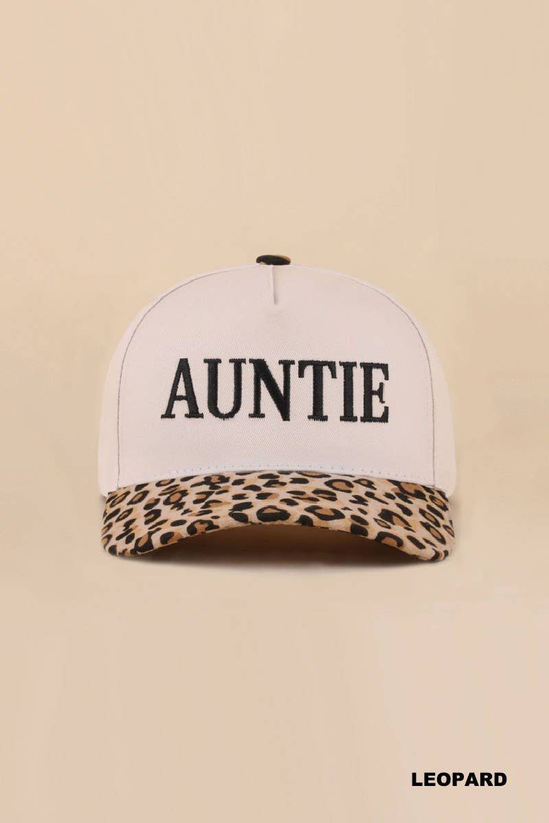 Auntie Two Tone Snapback Hat: LEOPARD