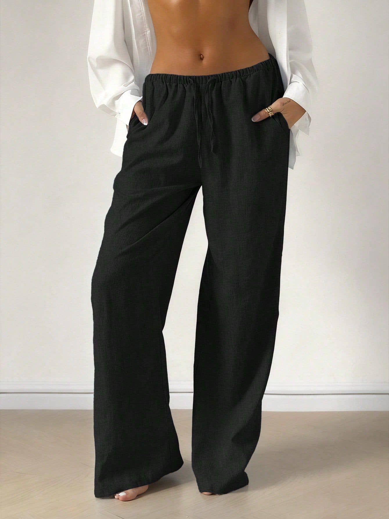 Wide Leg Drawstring Pants
