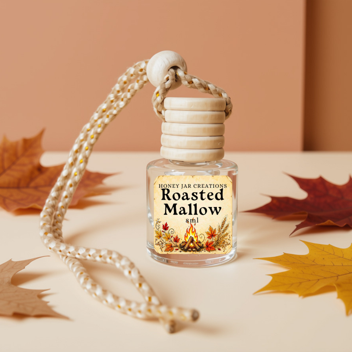 Roasted Marshmallow | Fall-Inspired | Hanging Car Diffuser: Round Bottle-Made in the USA