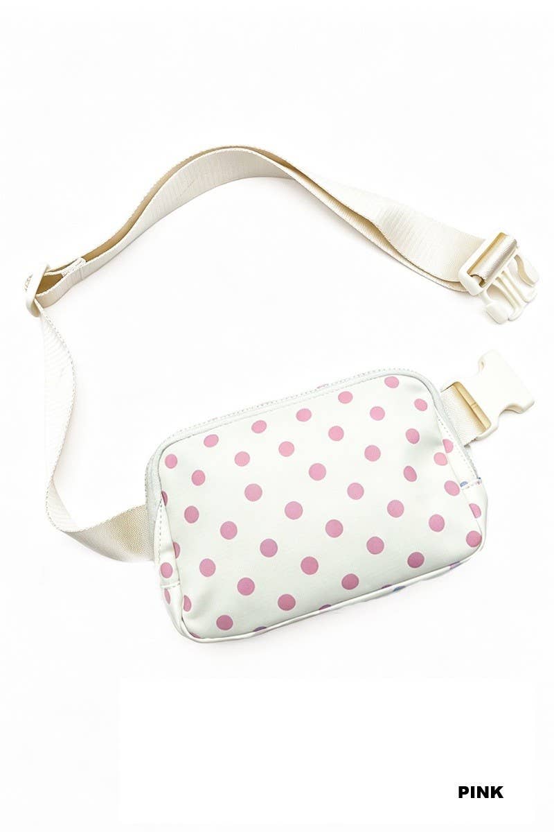 Polka Dot Everywhere Fanny Pack Bag: PINK