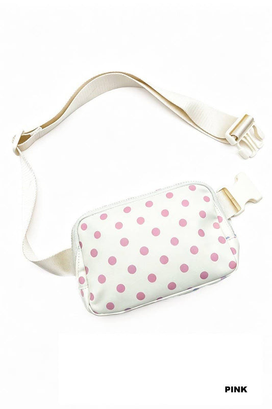Polka Dot Everywhere Fanny Pack Bag: PINK