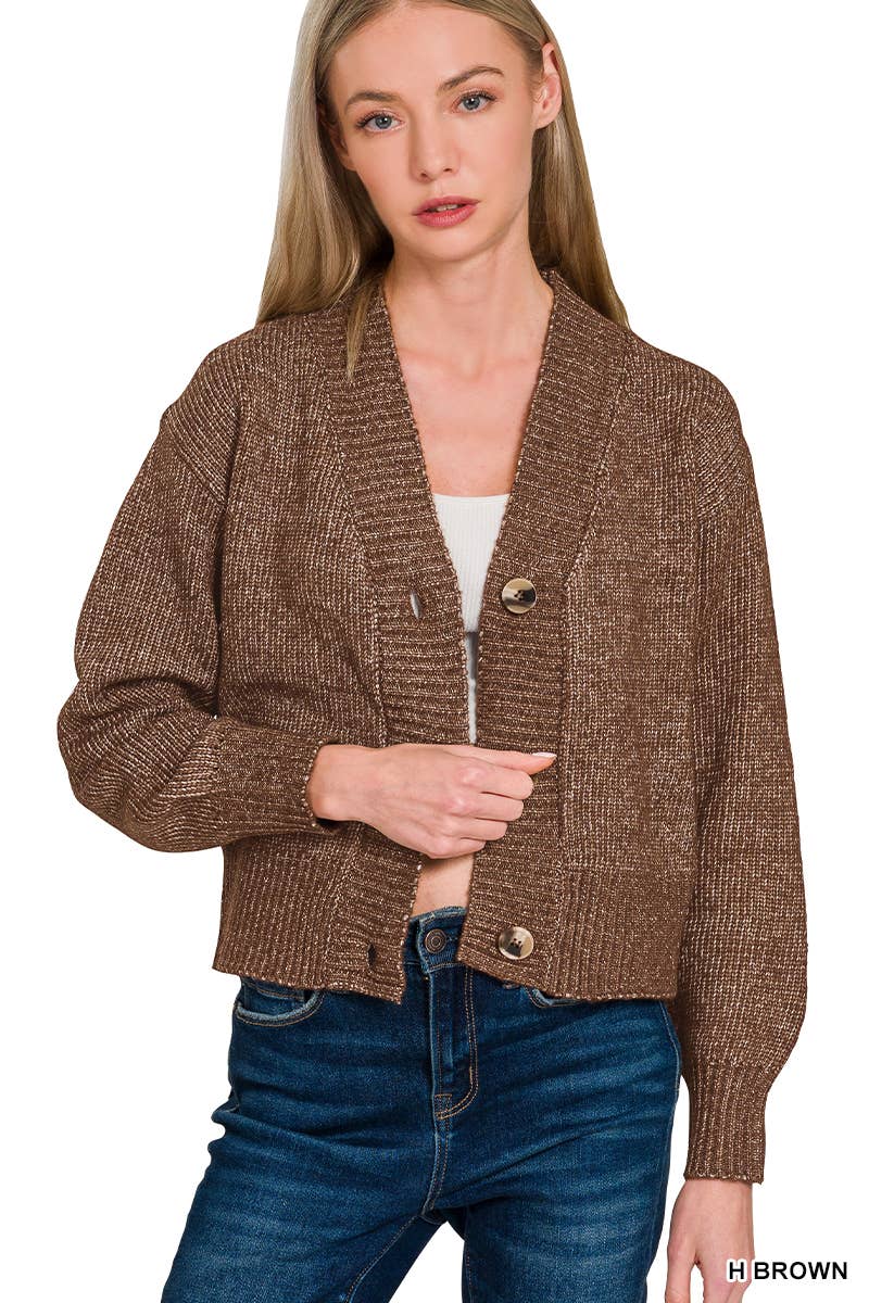 3 Button Front Sweater Cardigan Zenana: ROSE PINK
