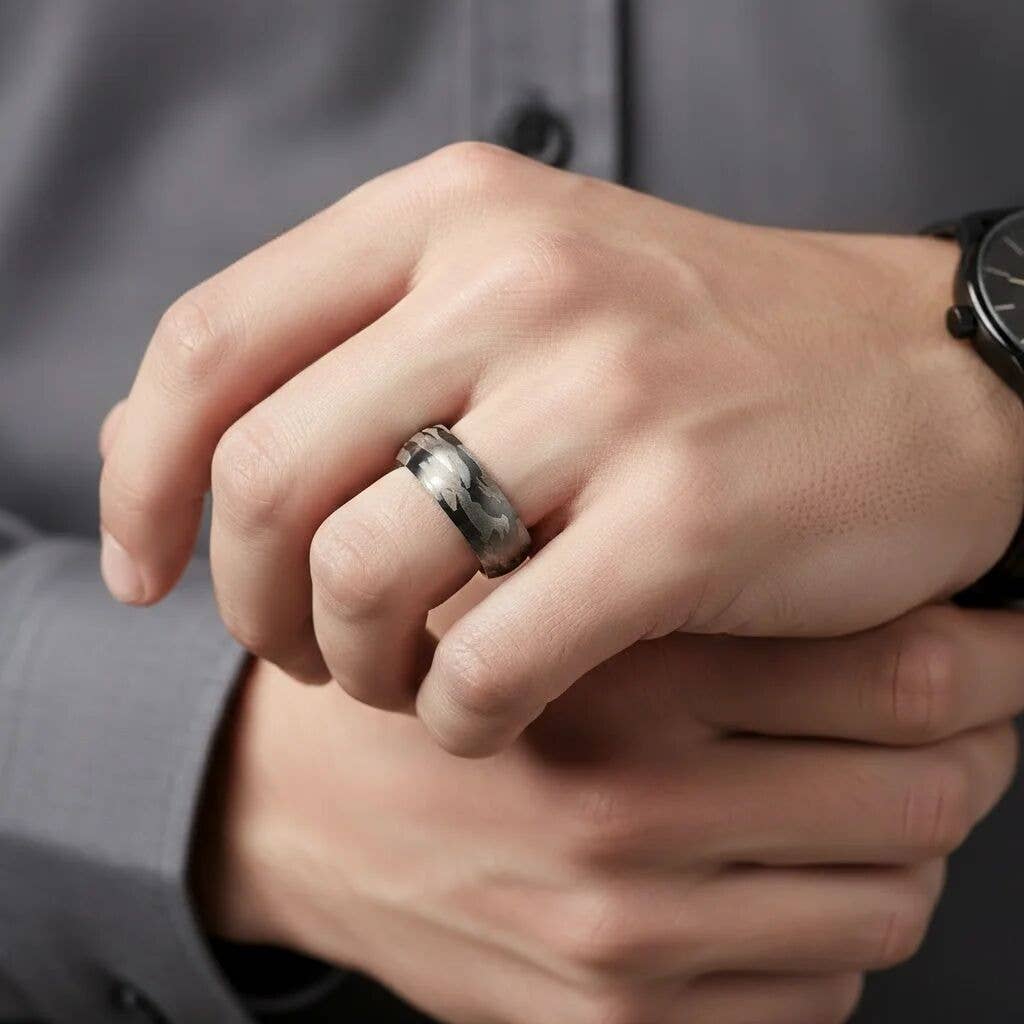 Stainless Steel Camouflage Blank Ring