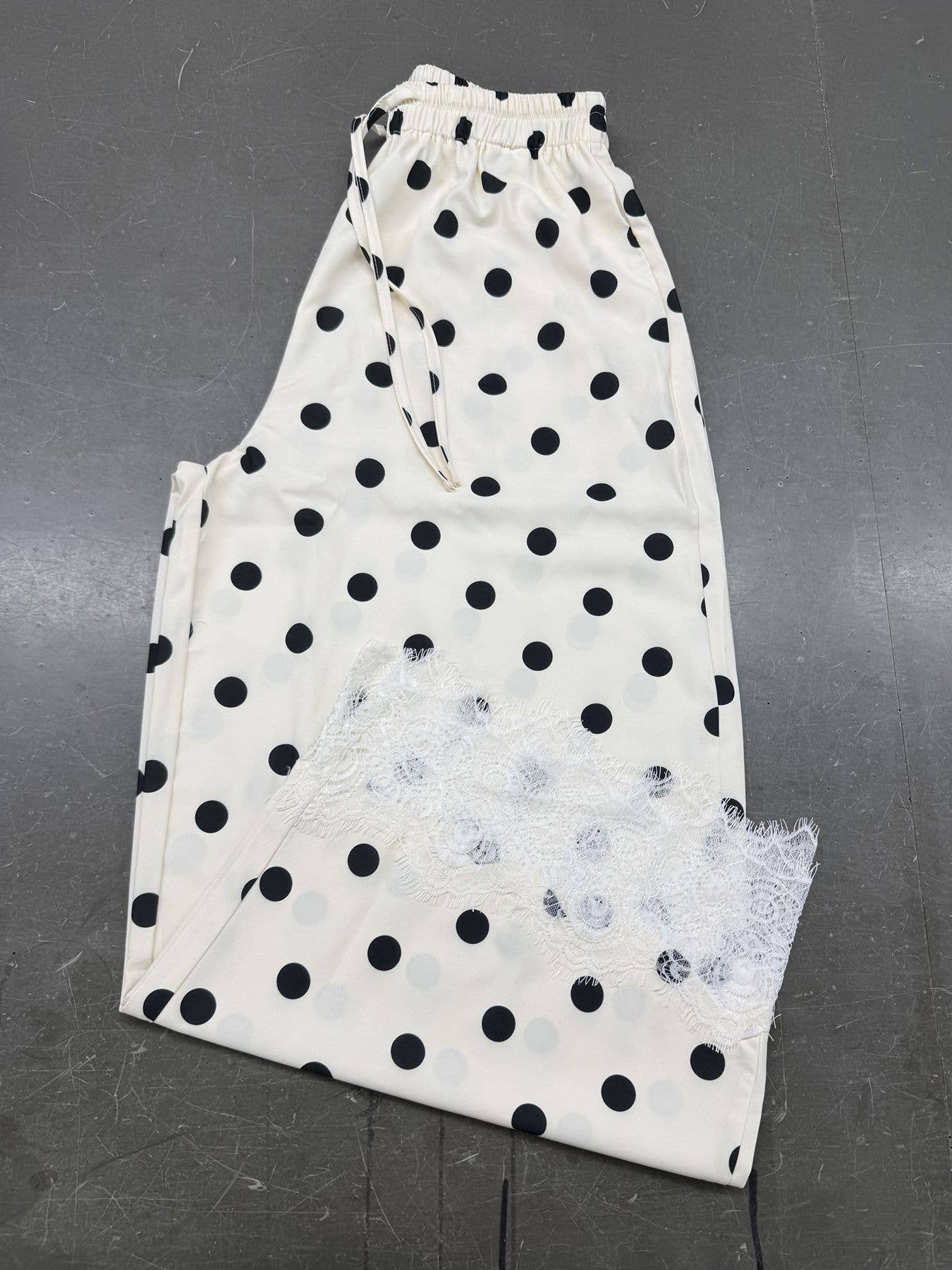 Polka Dot Elastic Waist Cropped Wide Leg Pants