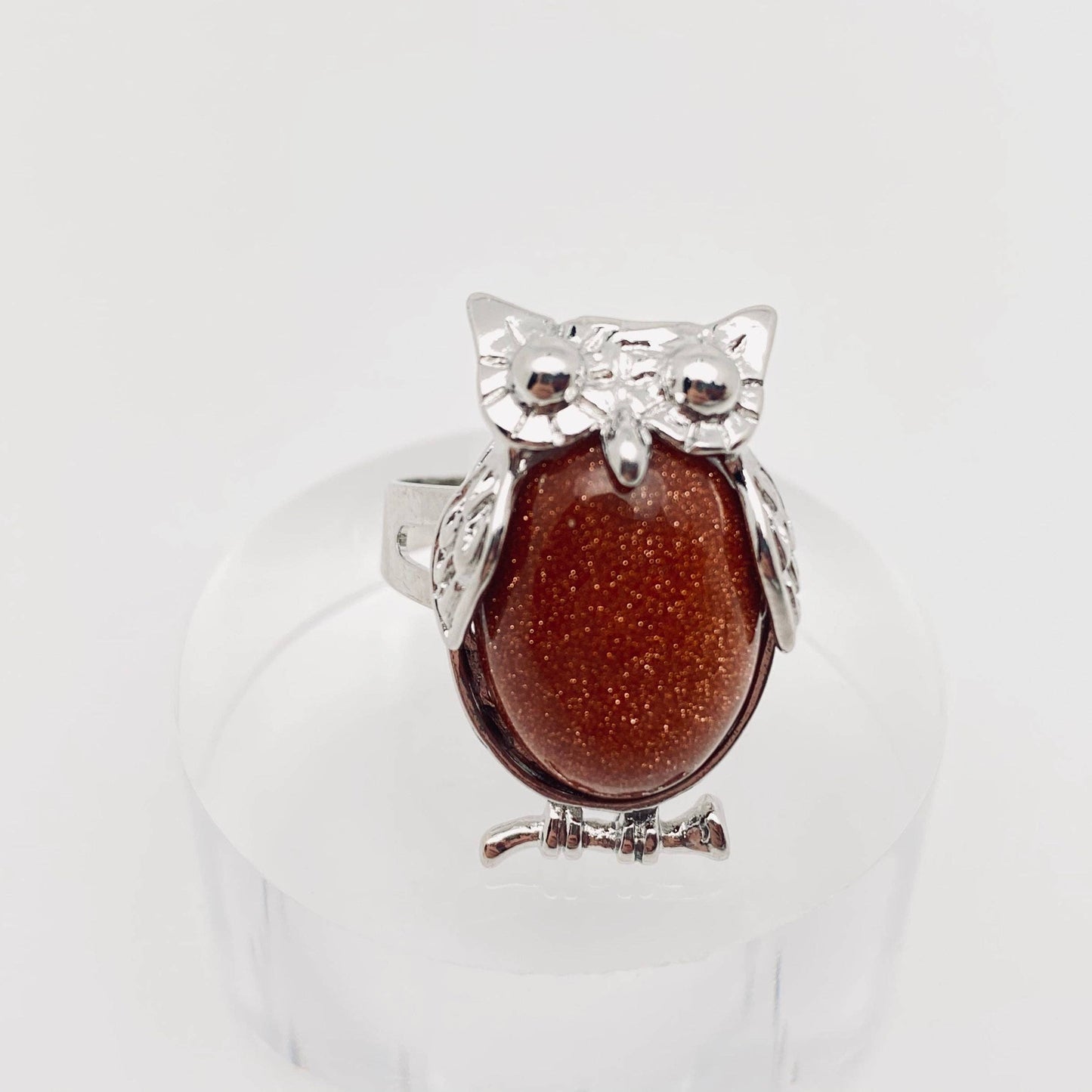Natural Stone Owl Ring Opening Adjustable: Lapis lazuli / opening adjustable