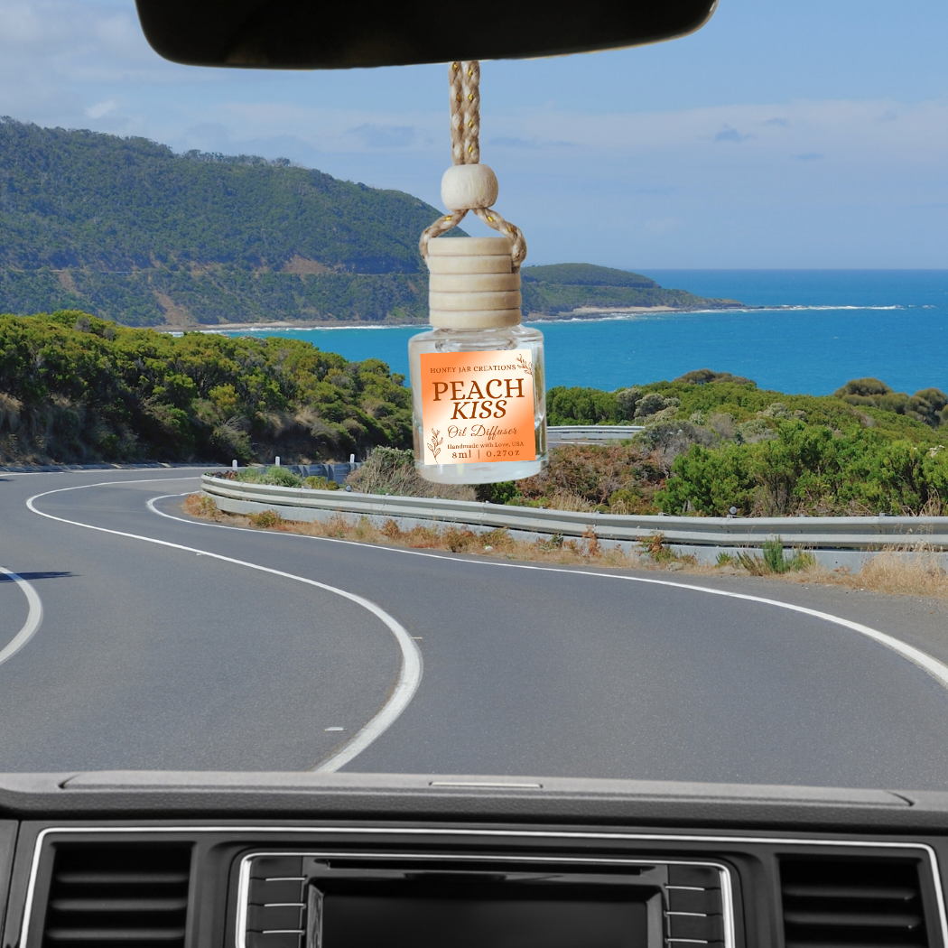 Hanging Car Diffuser | Peach Kiss | Made in USA: Square Bottle