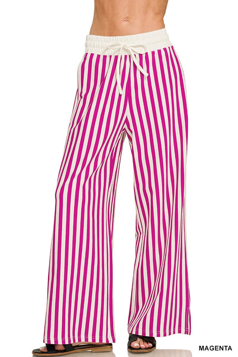 Vertical Striped Wide Leg Pants