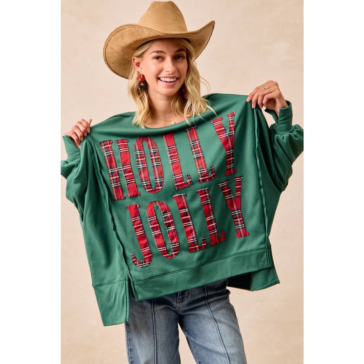 Christmas Plaid Holly Jolly  Sweatshirt