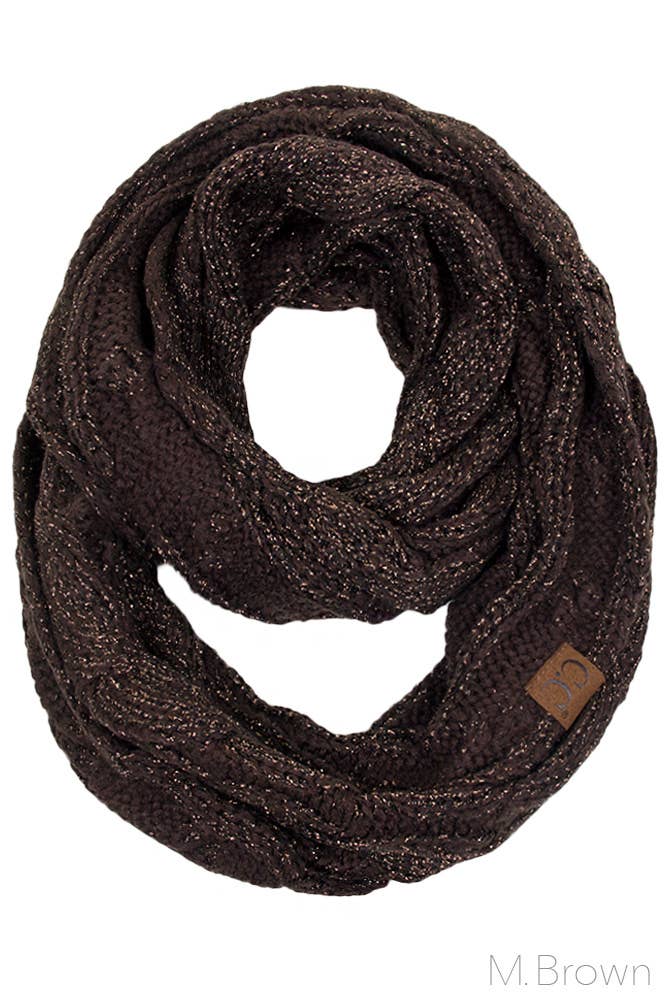 C.C Knitted Metallic Scarf: Teal/Teal