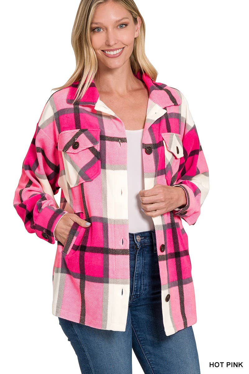Oversized Plaid Fleece Shacket